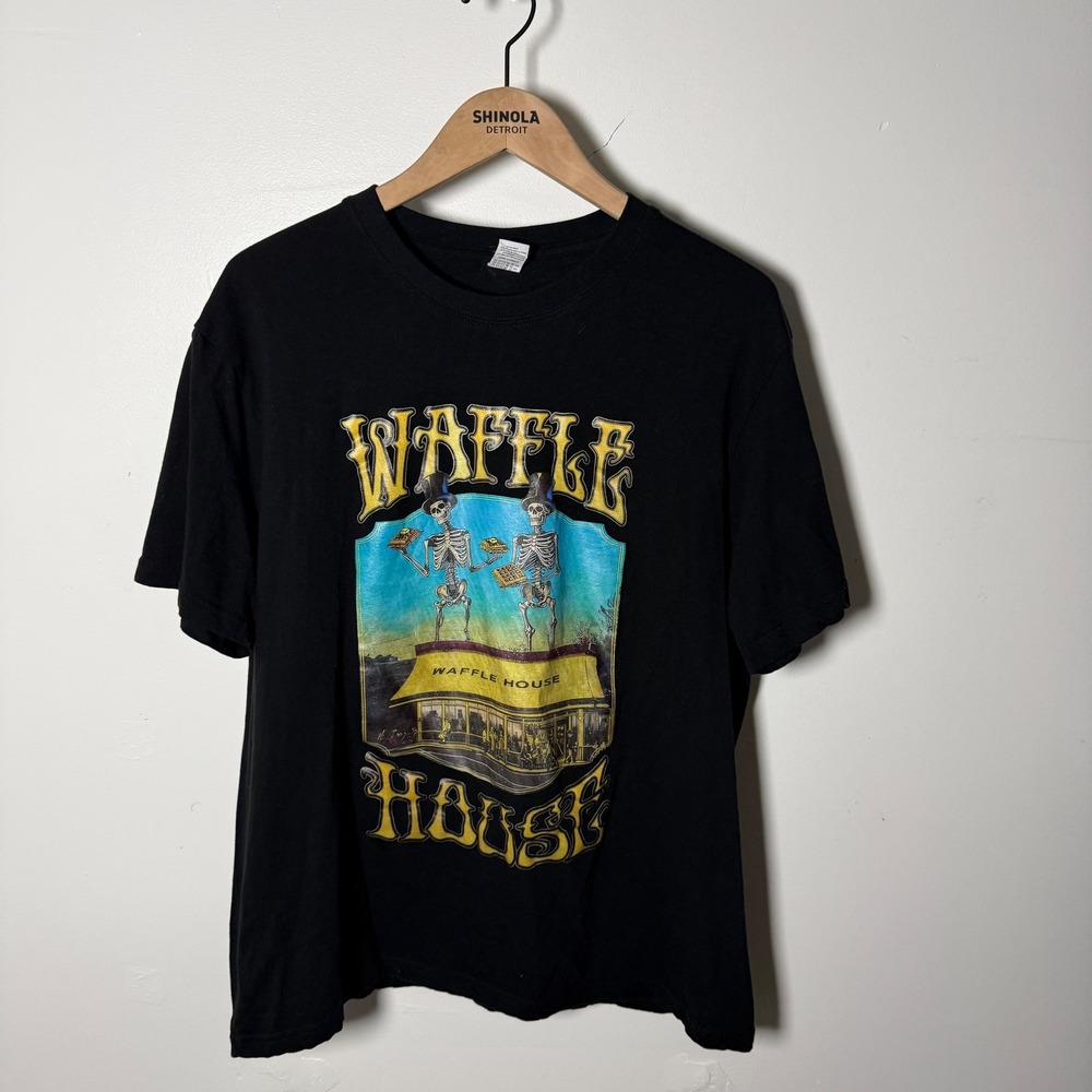 Grateful Dead Waffle House T-Shirt Mens XL Black Skeleton Graphic Tee